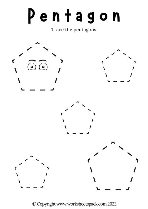 Pentagon Tracing Worksheet, Line Tracing Worksheets, Shape Tracing, Old Classroom, Shapes Worksheet Kindergarten, Tracing Worksheets Free, Tracing Activities, Name Tracing Worksheets, Glue Slime