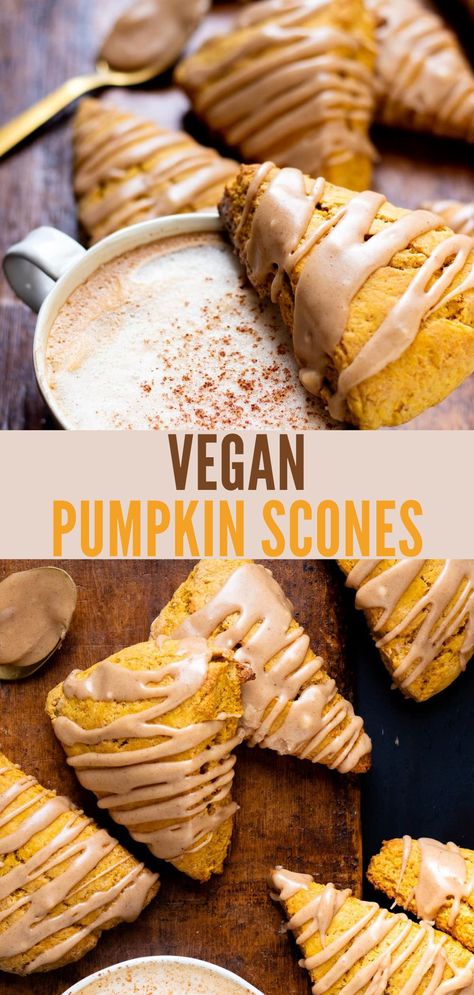 Pumpkin Scones Starbucks, Vegan Pumpkin Scones, Vegan Fall Dessert, Scones Vegan, Tacos Vegan, Vegan Scones, Vegan Pumpkin Recipes, Fall Vegan Recipes, Breakfast Vegan