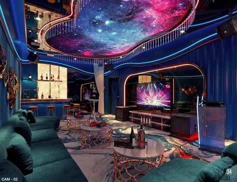 Luxury Private KTV Room on Behance Club Design Interior, Bar Lounge Design, Design Vip, Karaoke Room, Media Room Design, Nightclub Design, Art Interior Design, Vip Room, Luxury Bar