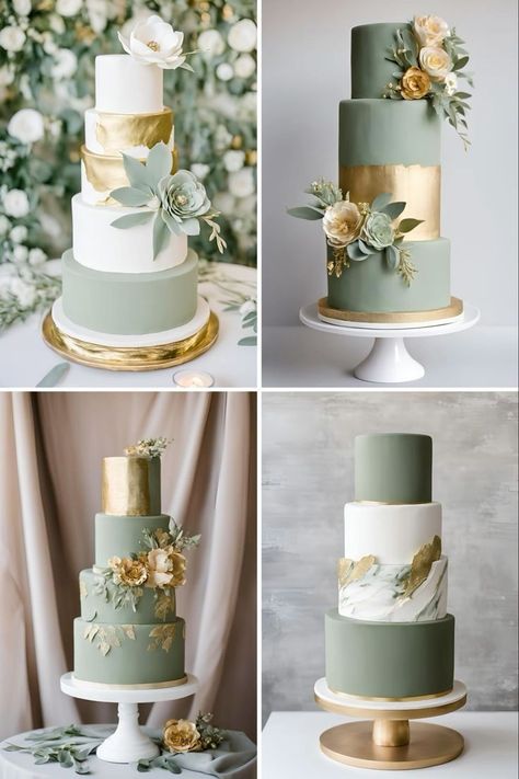 Rustic Wedding Cake Sage Green, Green Pastel Wedding Theme, Wedding Themes Olive Green, Sage Green And Forest Green Wedding, Green And Champagne Wedding Theme, Sage Gold And White Wedding, Sage And Gold Wedding Theme, Sage White And Gold Wedding, Sage Green White And Gold Wedding