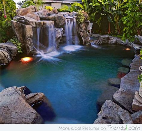 Grotto Pool, Insane Pools, Landscaping Around Pool, Awesome Pools, Elegant Backyard, Kolam Air, Kolam Koi, Amazing Pools, Dream Backyard Pool