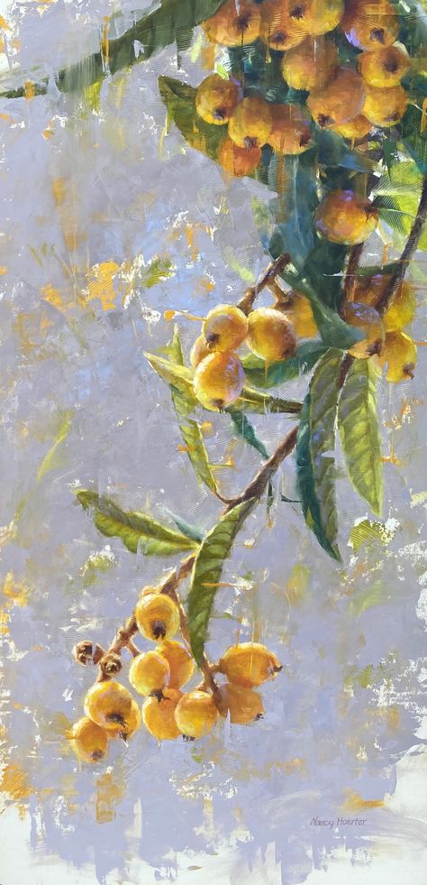 Lovely Loquats by Nancy Hoerter Nancy Hoerter Art, Chinese Style Design, Morning Rose, Nancy Meyers, Beautiful Painting, Art Website, Future Tattoos, Female Artists, Beautiful Paintings