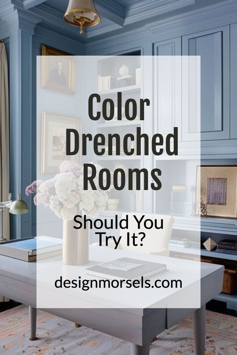 color drenched rooms should you try it Interior Wall Colors Living Room Modern, Painted Room Ideas Color Schemes, Cool Bedroom Paint Colors, Dusty Teal Living Room, Dark Wood Floors And Paint Colors, Add Colour To Living Room, Tips On Painting A Room, Large Living Room Wall Color Ideas, Different Color Rooms In House