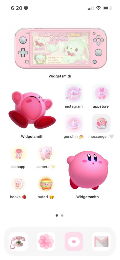 Cute Kirby Widgets, Kirby App Icons Safari, Kirby Medium Widget, Kirby Flip Phone Template, Kirby Iphone Layout, Nintendo Wii Widgets, Kirby Nintendo Wallpaper, Y2k Kirby Wallpaper, Kirby Phone Layout