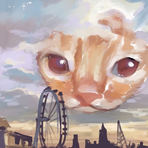 Cute Paintings, 캐릭터 드로잉, Arte Sketchbook, Dessin Adorable, Orange Cat, Cat Painting, Funky Art, Cat Drawing, Pretty Art