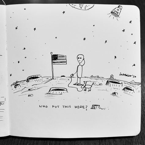 @inktober Day 24 : Expedition. #inktober #inktober2024 #inktoberexpedition #ink #illustration #inktober2024expedition #draw #alien #moon #nasa #outerspace #stars #spacetravel #ufo #dog #usa #flag #lunar #sketch #sketchbook #cartoon #drawing #inkillustration Expedition Sketch, Expedition Drawing, Expedition Inktober, Draw Alien, For Drawing, Ink Illustration, Cartoon Drawing, Usa Flag, Outer Space