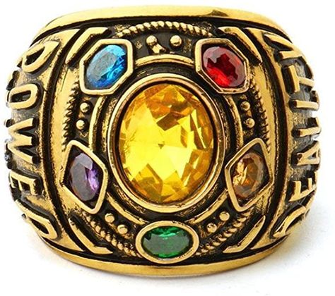 Thanos Ring, Avengers Infinity Stones, Stone Rings For Men, Infinity Stones, Diamond Bling, Power Ring, Letter Ring, Infinity Ring, Estilo Hip Hop