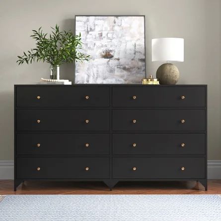 Black Dresser Decor, Black Dresser, Grey Dresser, Black Dressers, 8 Drawer Dresser, Double Dresser, Dresser Decor, Bedroom Dressers, Drawer Dresser