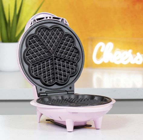 Pink Waffle Maker Heart Shaped Waffle, Heart Shaped Waffle Maker, Waffles For Breakfast, Best Waffle Recipe, Mini Waffles, Mini Waffle Maker, Aesthetic Heart, Waffles Maker, Waffle Mix