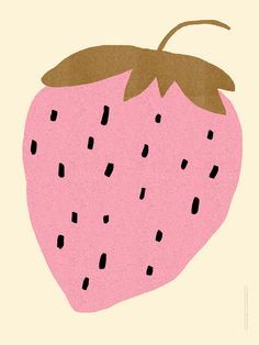 Atlanta based illustrator Sarah Neuburger of The Small Object Strawberry Illustration Cute, Paper Ghost, Fruit Logo Design, Poster Grafico, Palettes Color, Hand Drawn Logo Design, Fruit Logo, Posca Marker, Logo Design Art