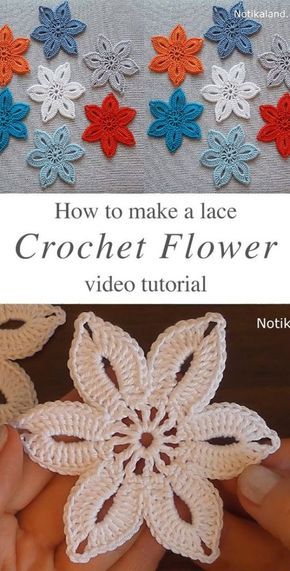 Crochet Lace Flower, Crochet Flower Motif, Crochet Flowers Free Pattern, Crochet Easy, Flower Video, Easy Flower, Haken Baby, Crochet Flower Tutorial, Crochet Flower Patterns