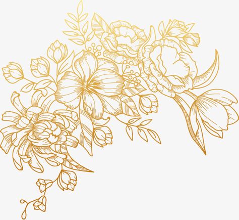 Vector,Hand Painted,Golden,Flowers,painted vector,golden vector,flowers vector Gold Drawing, Engraved Flower, Graphic Design Background Templates, Golden Flower, Vector Flowers, Wedding Floral, Flower Images, Flower Backgrounds, Art Abstrait