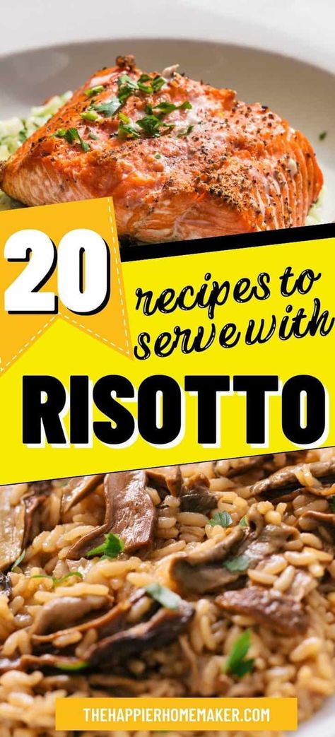 Risotto is a versatile side dish that can be served with many main courses. Here are 20 of our favorite recipes to serve alongside risotto. What To Make With Risotto, Lamb Risotto Recipes, What Goes With Risotto, What To Pair With Risotto, What To Eat With Risotto, What To Serve With Mushroom Risotto, Meals With Risotto, Recipes With Risotto, Italian Risotto Recipes