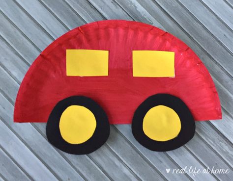 Paper Plate Car, Car Craft For Kids, Craft For Toddlers, Paper Plate Craft, Transportation Crafts, Paper Plate Crafts For Kids, Car Craft, Mothers Day Crafts For Kids, Paper Plate Crafts