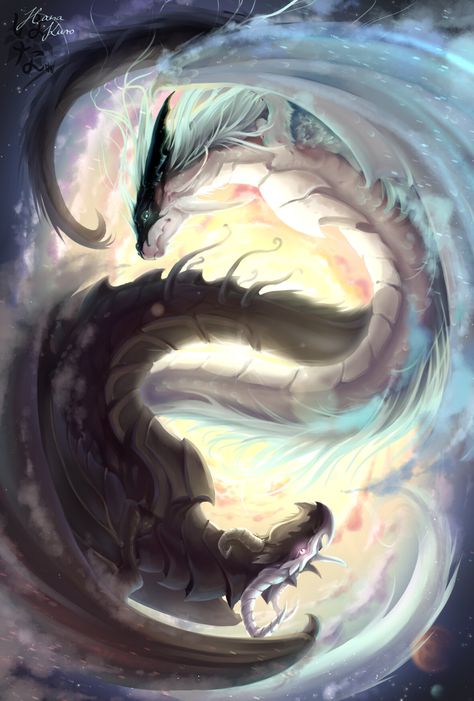 Yin Yang Dragon Art, Yin And Yang Dragon Art, Ying Yang Art Wallpaper, Yin Yang Dragon Wallpaper, Ying Yang Wallpaper Aesthetic, Ying Yang Illustration, Ying And Yang Art, Ying Yang Drawing, Intertwined Dragons