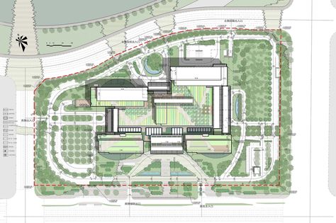 Gallery of Hefei BOE Hospital / HKS - 32 Green Building Concept, Hospital Floor Plan, Site Development Plan, Hospital Design Architecture, Site Plan Design, Hospital Plans, Architecture Site Plan, Conceptual Model Architecture, Architecture Design Presentation