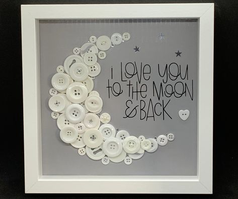 I Love you to the Moon & Back Box Frame, I love you Box frame, by CraftyMixCreations on Etsy Deep Box Frame Ideas, Deep Frame Box Ideas, Box Frame Art Ideas, Box Frames Ideas, Diy Gifts For Mum, Shadow Boxes Ideas, Box Frame Ideas, Scrabble Crafts, Buttons Crafts Diy