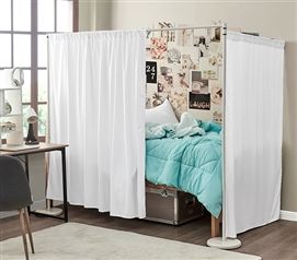 Dorm Room Canopy, Dorm Privacy, Bed Partition, Dorm Room Privacy, Privacy Divider, Dorm Layout, Dorm Necessities, College Goals, Small Dorm