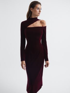 Burgundy Velvet Dress, Casual Day Dresses, Beautiful Dresses For Women, Form Fitting Dress, Bodycon Fashion, Burgundy Dress, Dress Shapes, Ladies Dress Design, Midi Dress Bodycon