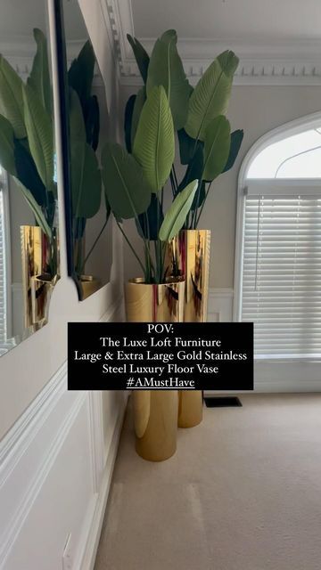 54K views · 6.7K likes | THE LUXE LOFT FURNITURE 👸🏾 on Instagram: "The Luxe Loft Furniture Large & Extra Large Gold Stainless Steel Luxury Floor Vase - IN STOCK NOW #AMustHave - plants not included THE LUXE LOFT FURNITURE 2618 DELMAR ST. LOUIS MO. 63103 CALL 📲314-224-5033 TEXT 💬314-728-3000 EMAIL 📧 sales@theluxeloftstl.com At THE LUXE LOFT FURNITURE we believe everyone has the right to a well-furnished life. 🌟 #furniture #glam #glamfurniture #modernfurniture #stl #stlfurniture #theluxeloftfurniture" Large Gold Floor Vase, Large Floor Vases Decor Ideas, Large Floor Vase Decor, Floor Vase Decorating Ideas, Tall Floor Vase Ideas, Extra Large Floor Vase, Floor Vases Decor, Floor Vase Decor, Large Floor Vase