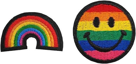 Amazon.com: Pride Month Pride Patches, Gay Lesbian LGBT Rainbow Smile Face Embroidered Iron on Patches 2pcs Set Pride Patches, Rainbow Patch, Cute Patches, Pride Month, Amazon Art, Smile Face, Sewing Stores, Iron On Patches, Embroidered Patches