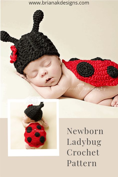 Crochet Baby Props, Bug Pattern, Newborn Crochet Photo Props, Crochet Newborn Outfits, Crochet Ladybug, Crochet Baby Photo Prop, Crochet Baby Costumes, Crochet Costumes, Crochet Photo Props