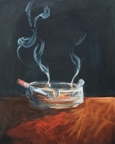 New painting. Cigarettes in an ashtray #art #artstudent #painting #oilpainting #uni #cccu #smoking #cigarette #ashtray Kunst Tattoos, Gcse Art, Ap Art, A Level Art, Art Inspiration Painting, Ethereal Art, Art Portfolio, Surreal Art, Student Art