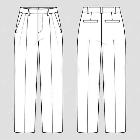 Pant Flat Sketch, Pant Sketch, Pants Template, Clothing Brand Aesthetic, Formal Trousers For Men, Mens Pant, Japanese Workwear, Internship Fashion, Fashion Figure Templates