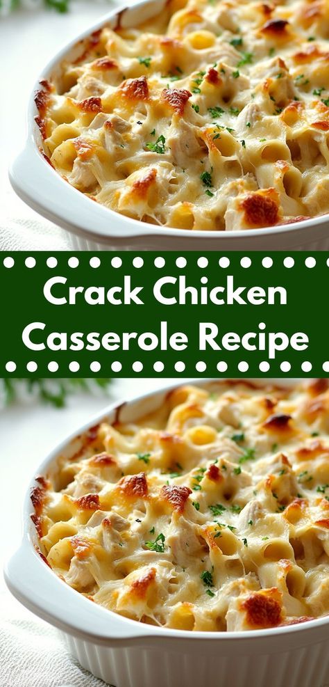 This Crack Chicken Casserole is a creamy, cheesy delight packed with chicken and flavor. Easy to make and perfect for leftovers, it’s a family-friendly dish that everyone will enjoy. Fun Chicken Dinner Ideas, Casserole Recipes For Family, Tender Chicken Breast Recipes, Shredded Chicken Casserole, Healthy Chicken Meals, Craving Tasty, Chicken Casserole Recipe, Chicken Casserole Recipes, Chicken Dinner Ideas