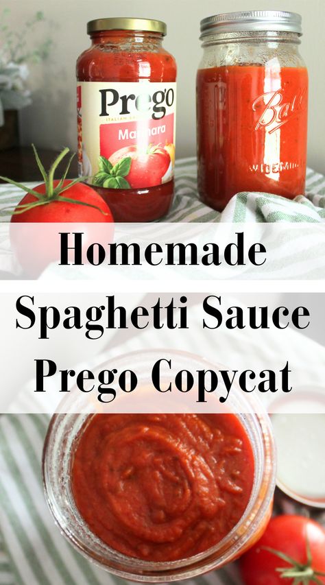 Prego Spaghetti Sauce - Homemade Copycat - Little Tennessee Home Prego Tomato Sauce Recipe, Diy Prego Sauce, Prego Sauce Recipe Canning, Homemade Spaghetti Sauce Recipe Canning, Homemade Prego Spaghetti Sauce, Canned Speggetti Sauce Recipe, Copycat Ragu Spaghetti Sauce, Prego Spaghetti Sauce Recipe For Canning, Large Batch Spaghetti Sauce For Canning