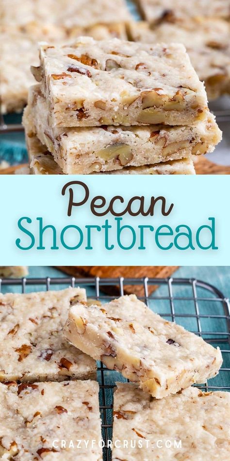 This Pecan Shortbread Cookies recipe is easy to make, freezer-friendly, and great for gifts! The cookies are made with toasted pecans for the best nutty flavor and texture. Shippable Baked Goods, Best Cookies Of All Time, 12 Tomatoes Recipes Cookies, European Cookies Recipes, Short Bread Cookies Easy, Best Cookies In The World, Pecan Bar, Pecan Sandies Cookies, Cookbook Inspiration