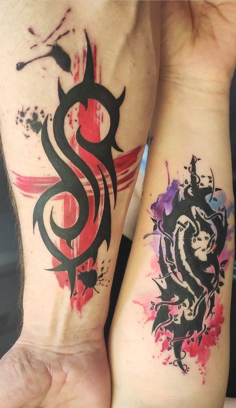 In This Moment Tattoo Band, Lonely Day System Of A Down Tat, Punk Rock Tattoo Ideas, Slipknot Tattoo Designs, Slipknot Symbol, Slipknot Tattoo Ideas, Rock And Roll Tattoos, System Of A Down Tattoo, Korn Tattoo