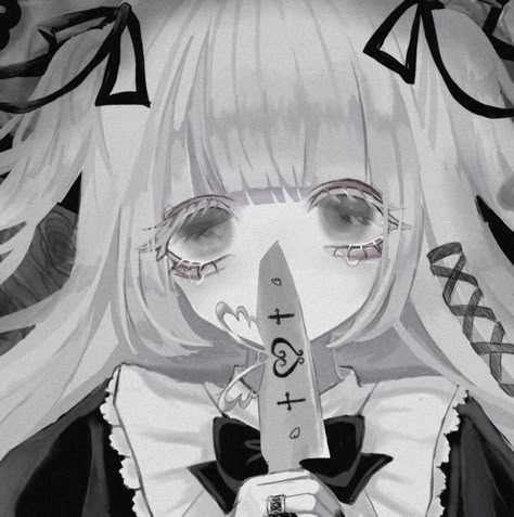 Fake Knife, Aesthetic Pfp Anime, Anime Pfp Aesthetic, Anime Bad, Dark Kawaii, Pfp Aesthetic, Pfp Anime, Gothic Anime, Aesthetic Pfp