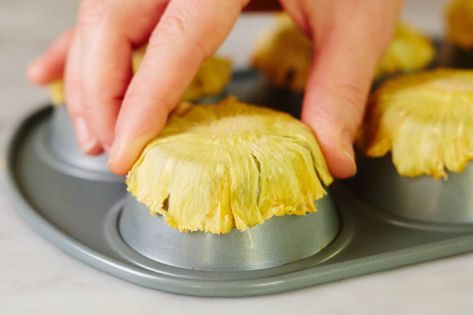 How To Make Dried Pineapple Flowers | Kitchn Dried Pineapple Flowers, Cake Decorating Tips And Tricks, Decorator Frosting Recipe, Easy Cake Decorating Ideas, Decorating Tips And Tricks, Funky Food, Pineapple Flowers, Dried Pineapple, Cake Decorating For Beginners