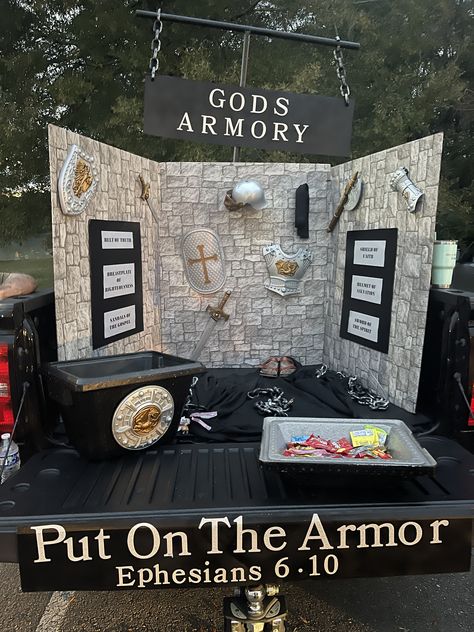 Medieval Trunk Or Treat, Armor Of God Trunk Or Treat, Trunker Treat Ideas, King On Throne, Ephesians 6 10, Treat Ideas, Armor Of God, Trunk Or Treat, Youth Group