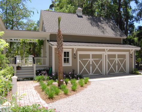 Barn style garage and a breezeway porch. Detached Garage Designs, Plan Garage, Garage Addition, Brown Roof, Garage Remodel, Garage Floor Plans, Garage Apartments, Shed Design, Garage Plans