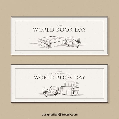 Free vector vintage banners for world bo... | Free Vector #Freepik #freevector #reading-day #novel #world-book #story-book Literature Background, Vintage Banner Design, Vintage Banners, Website Banner Design, Vintage Banner, World Book Day, Book Day, Website Banner, Graphic Editing