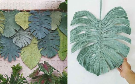 Macrame Wall Hanging Ideas, Macrame Leaves, Wall Hanging Ideas, Macrame Plant Hanger Tutorial, Crochet Dreamcatcher, Feather Wall Hanging, Hanging Ideas, Hanging Craft, Macrame Hanger