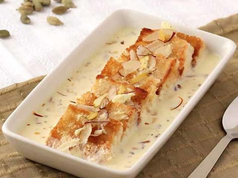 Shahi Tukda recipe need frying but here in this recipe an Air Fryer is used which reduces the calories significantly. Shahi Tukra, Shahi Tukda, Saffron Recipes, Condensed Milk Recipes, Gulab Jamun, Indian Dessert Recipes, Indian Desserts, Indian Sweets, 100 Calories