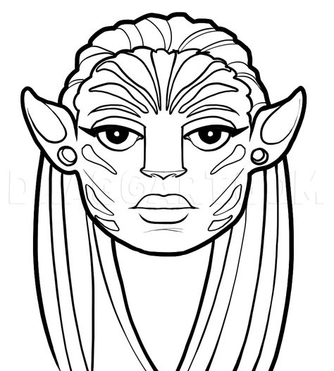 How To Draw Neytiri Easy, Step by Step, Drawing Guide, by Dawn | dragoart.com Neytiri Drawing Easy, Avatar Drawing Sketches Easy, How To Draw Avatar Characters, Avatar Easy Drawing, How To Draw Avatar, Avatar Drawing Easy, Animals Outline, Flower Making With Paper, Avatar Drawing