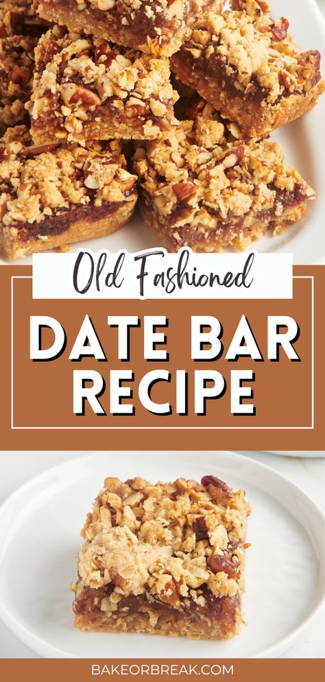 This date bar recipe is a sweet, simple treat you'll love! With natural sweetness from dates and easy customization, these bars are a fun change from typical brownies and cookies. They're simple enough to whip up anytime you crave something special. The Best Date Squares, Dessert Recipe With Dates, Chocolate Date Bars Recipe, Betty Crocker Date Bars Recipe, Oatmeal Date Bars Recipe, Easy Date Cookies, Date Bar Recipes, No Bake Date Cookies, 8x8 Bar Recipes