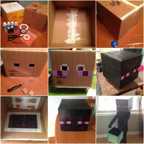 Some of you may, like me, be suddenly realizing there are only ten days left until Halloween.  No stress – there’s still plenty of time to make a Minecraft Enderman costume, complete wi… Enderman Head Diy, Diy Enderman Costume, Minecraft Warden Costume, Diy Enderman, Minecraft Costume Diy, Minecraft Enderman Costume, Enderman Cosplay, Enderman Costume, Minecraft Cosplay