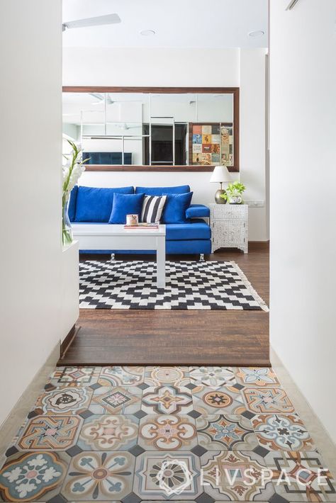 8 Stunning Ways to use Moroccan Tiles in Your Home Moroccon Floors, White Moroccan Tile, Living Room Floor Tiles, Wood Flooring Options, Best Bathroom Flooring, Floor Tiles Design, White Marble Floor, Floor Tile Design, Flooring Trends