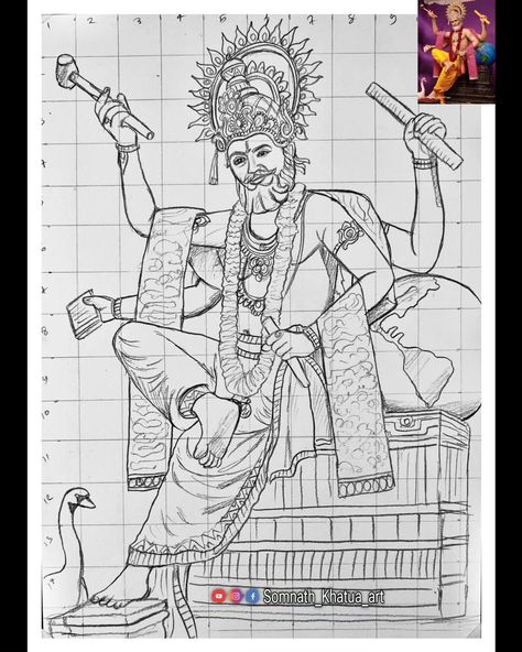 Lord Vishwakarma Drawing Outline ✍️❤️‍🩹 . . . Full tutorial video on my YouTube channel 👇❤️‍🩹 (Somnath khatua art) . . #somnathkhatuaart #vishwakarma #vishwakarmapuja #drawingpencil #outline #sketch #art #somnath_khatua_art #biswakarmapuja Vishwakarma Drawing, Vishwakarma God, Thakur Drawing, Lord Vishwakarma, God Drawing, Vishwakarma Puja, Body Outline, Kite Festival, Hinduism Art