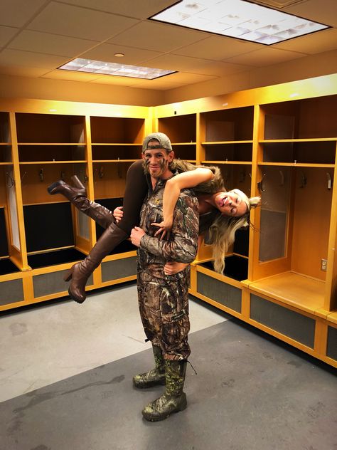 Deer and hunter  couples halloween costume Halloween Hunting Costumes, Deer And Camo Costume, Zookeeper Costume Couple, Hunter Costume Mens, Hunter And Prey Costume, Hunter And Animal Halloween Costume, Deer And Hunter Costume Couple, Animal Couple Costumes, Hunter Halloween Costume Women