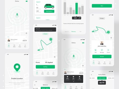 Ride Sharing Mobile App - Driver App by Mahmudul Hasan Manik for Devignedge in Ride Sharing Mobile App Bus App, App Map, Driver App, Car App, Medical App, Mobile App Design Inspiration, App Interface Design, Mobile Ui Design, App Template