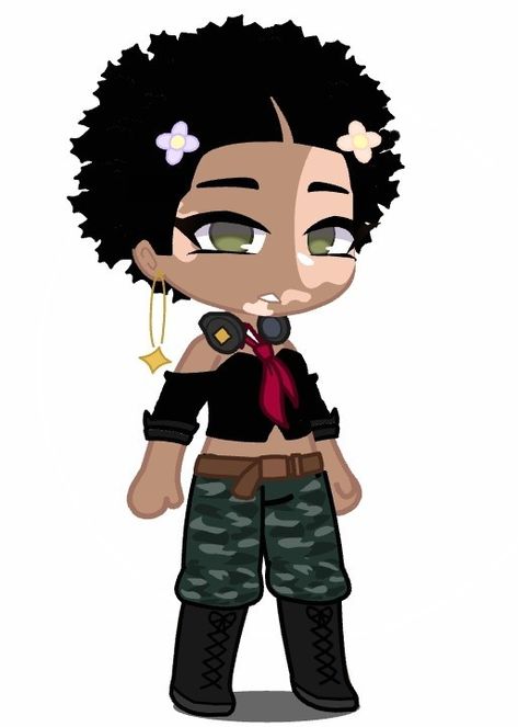 Black Gacha Characters, Gacha Afro Hair, Gacha Club Afro Hair, Gacha Club Afro, Pelo Gacha, Gacha Fits, Gacha Poses, Gacha Club Oc, Gacha Outfit