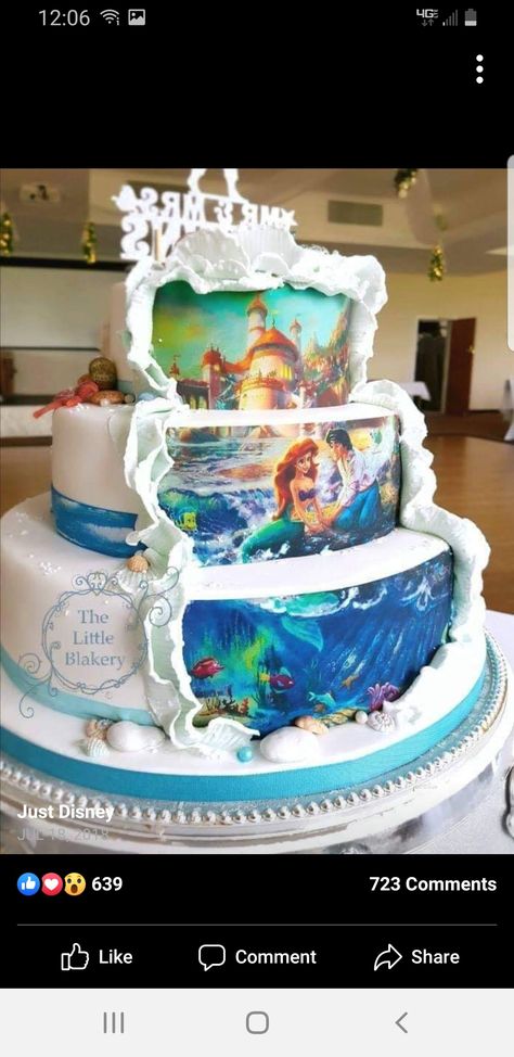 Ariel Wedding Theme, Mermaid Wedding Cake, Little Mermaid Wedding, Disney Sweets, Lil Mermaid, Little Mermaid Cake, Ariel Wedding, Princess Cakes, Disney Princess Wedding