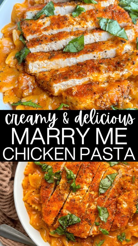 This viral marry me chicken pasta recipe - but vegan, with tofu! - is definitely worth the hype. We’ve got crispy, spicy tofu served on top of a flavorful, spicy, creamy pasta sauce with sun-dried tomatoes and plant-based cream. It’s a one-pot pasta recipe that’s ready in under 20 minutes and is absolutely delicious. Spicy Creamy Pasta, Marry Me Chicken Pasta, Creamy Pasta Sauce, Marry Me Chicken, Vegetable Stock Cubes, Farfalle Pasta, One Pot Pasta Recipes, Feta Pasta, Crispy Tofu