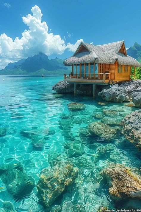 Small Beach Houses, Calm Ocean, Resort Architecture, Overwater Bungalows, Italian Villa, Island Paradise, Coral Reefs, Dream Travel Destinations, Beneath The Surface